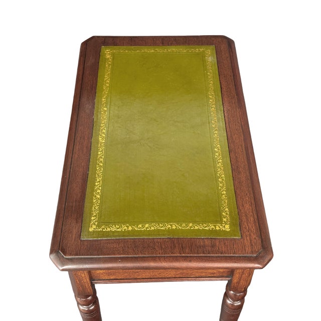 English Diminutive Writing Table or Desk of Walnut With Inset Leather Top For Sale - Image 9 of 14