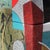 "Crowing at the Moon" by Michael Gustavson, Large Raku Ceramic Totem Sculpture on Stone Base, Contemporary California Art, Vibrant Colors For Sale - Image 4 of 8