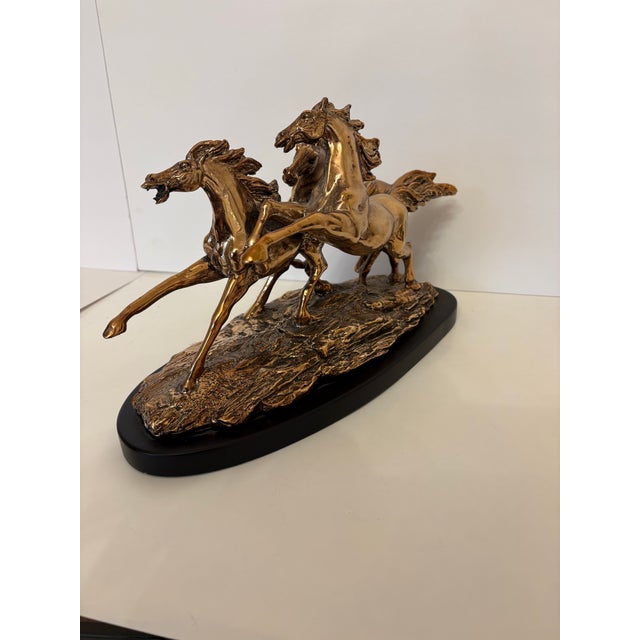 Late 20th Century Vintage Horse Sculpture, Depicting "Wild Running Horses" For Sale - Image 5 of 8