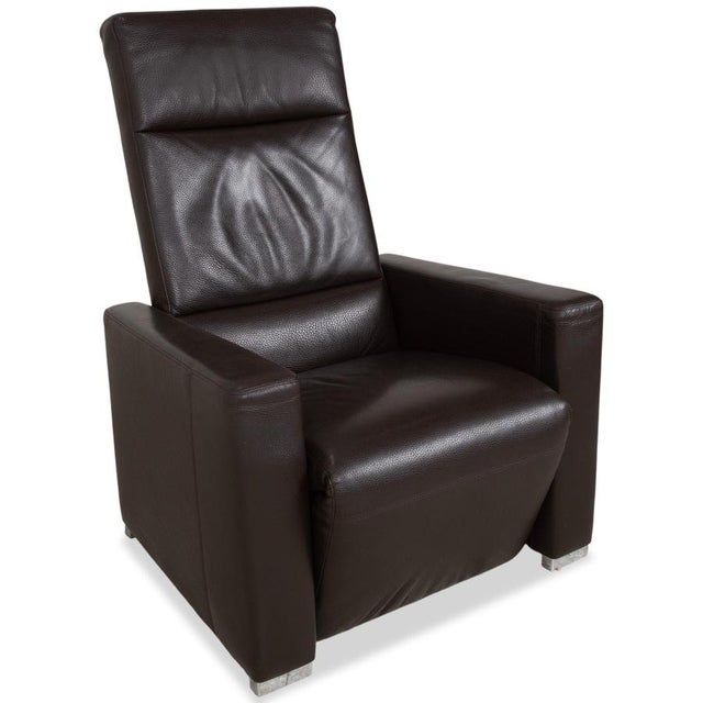 Modern Leather and Chrome Alba Armchair with Manual Reclining Function from Brühl For Sale - Image 3 of 15