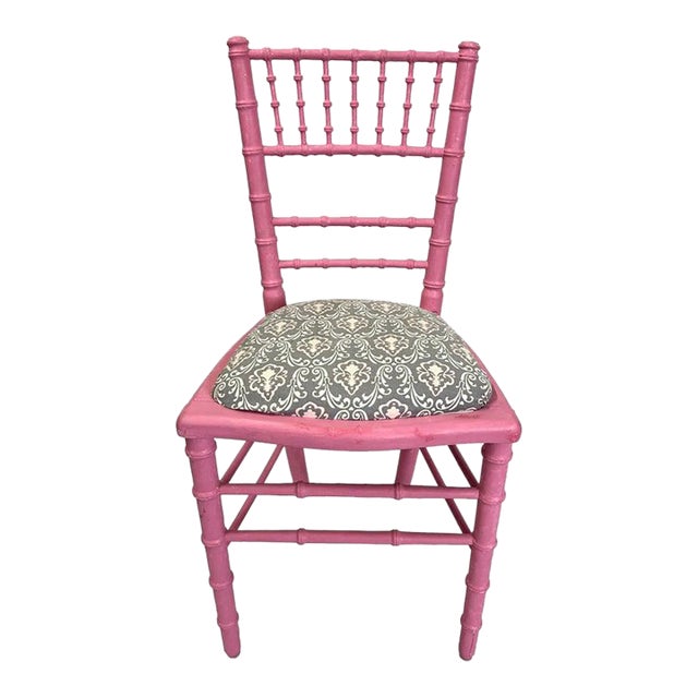 Faux Bamboo Pink Desk or Vanity Chair For Sale