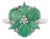 Emerald & Diamond Floral Statement Ring in 925 Sterling Silver, Us Size 7.5 For Sale