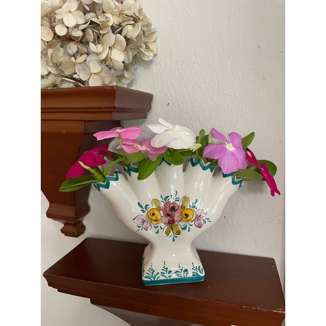 Mid 20th Century Portuguese Petite Majolica Five Finger Tulip Vase Tulipiere For Sale - Image 16 of 17
