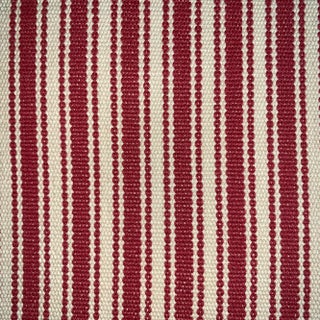 Designer P Kaufmann Pk Lifestyles Cream & Rusty Red Frontier Cardinal Ticking Stripe Fabric Sample For Sale