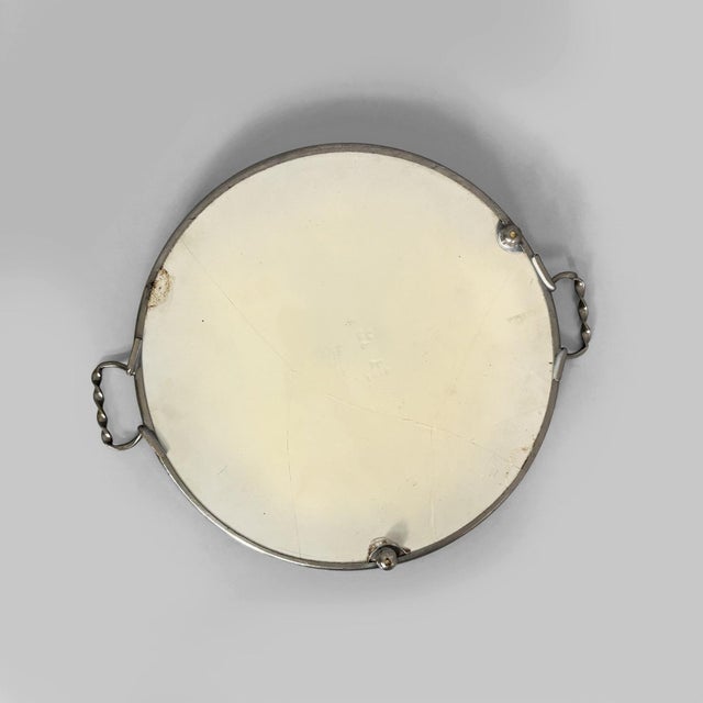 Italian Art Deco Tray in Ceramic and Metal with Flowers, 1920s For Sale - Image 4 of 11
