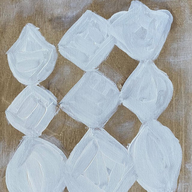 Paint Minimalist White Abstract Painting Set of 4 – Framed Neutral Acrylic by Tatiana Duperault For Sale - Image 7 of 8