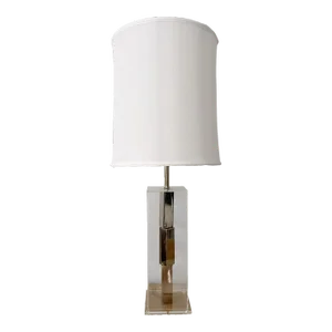 Vintage 1960s Laurel Monumental Chrome and Lucite Table Lamp