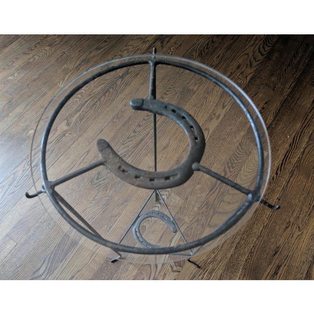 Vintage Southwest Cowboy Wrought Iron Horseshoe Plant Stand For Sale - Image 11 of 12