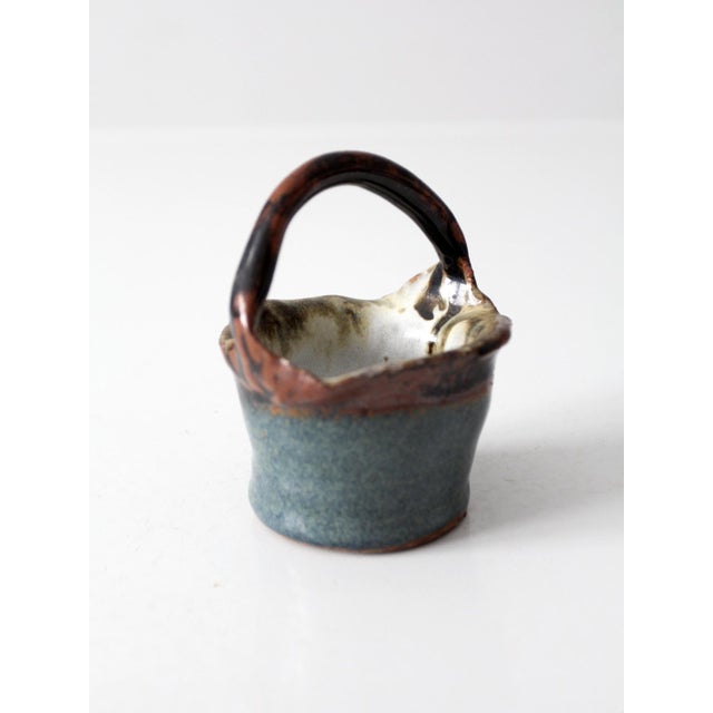 Vintage Handmade Studio Pottery Basket For Sale - Image 10 of 13