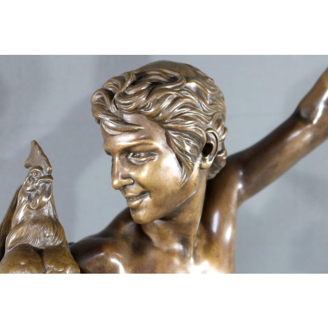 Brown A. Falguière, Winner in the Cockfight, Late 19th Century, Bronze For Sale - Image 8 of 18