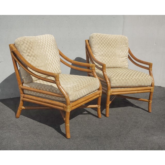 Mid-Century Modern Pair of Vintage McGuire Bamboo Rattan Lounge Chairs Mid Century Modern For Sale - Image 3 of 10