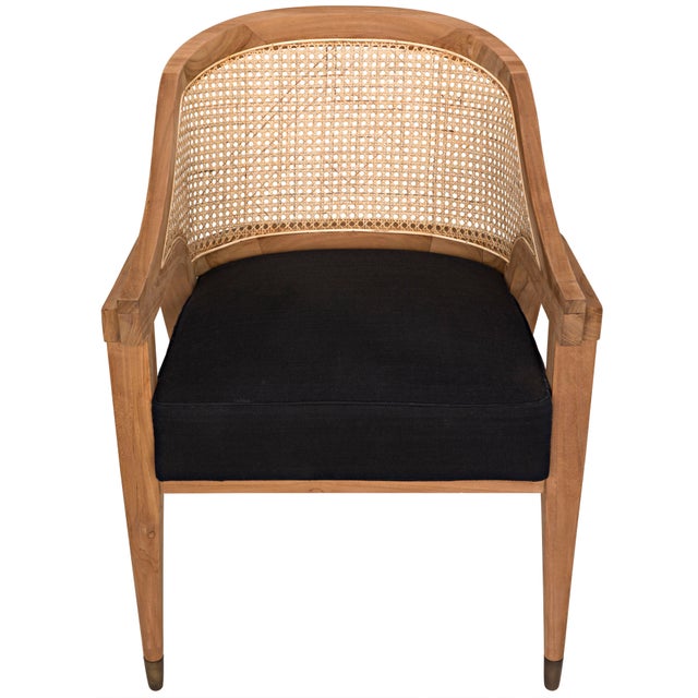 American NOIR Chloe Chair, Teak, Caning, and Black Cotton For Sale - Image 3 of 9