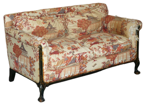 Aesthetic Movement Sofa in Chinoiserie Fabic with Claw & Ball Feet from Howard & Sons, 1880s