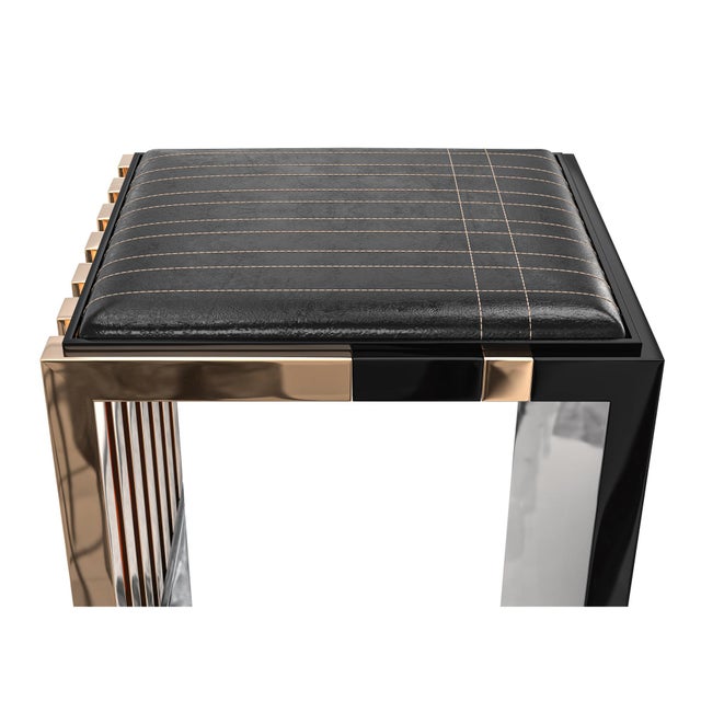 Bronze "Stabilità" Bar Stool With Stainless Steel and Bronze For Sale - Image 8 of 8