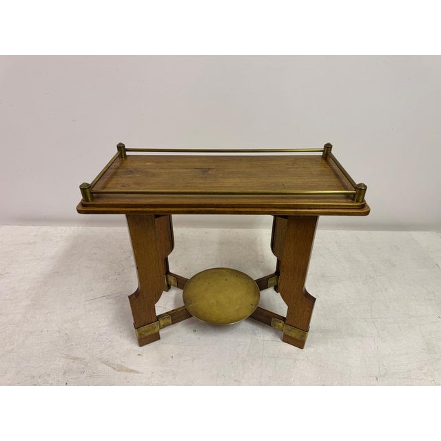 Art Deco Oak and Brass Side or Console Table, 1930s For Sale - Image 10 of 15