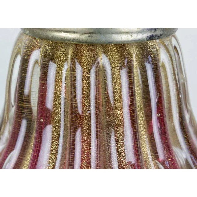 Italian Mid-Century Murano Glass Table Lamp With Gold Inclusions and Marble Base For Sale - Image 4 of 9