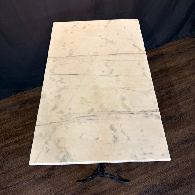 Antique French Marble Top Cafe and Bistro Table With Cast Iron Base For Sale - Image 4 of 10