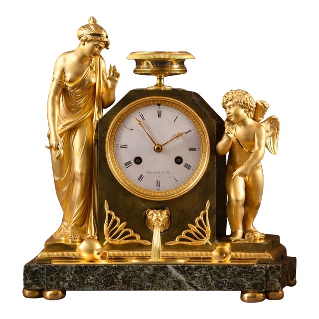 1800s Lefevre Empire Ormolu Marble Venus Clock – 1 Pc For Sale