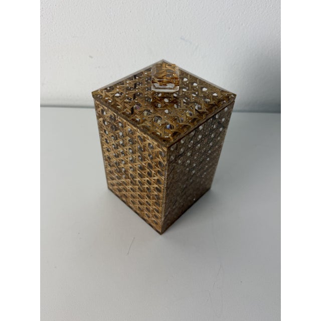 1970s Mid-Century Italian Acrylic Glass and Rattan Box in the style of Christian Dior, 1970 For Sale - Image 5 of 6