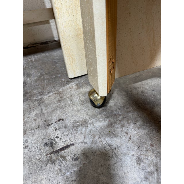 Off-white Post Modern Faux Travertine Desk With Stool For Sale - Image 8 of 10