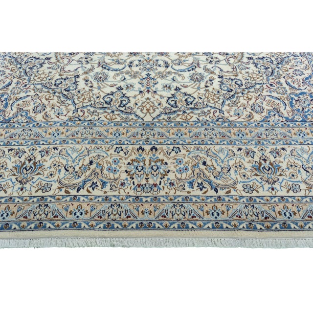 Beige Nain 9la Oriental Rug with Silk Content For Sale - Image 8 of 13