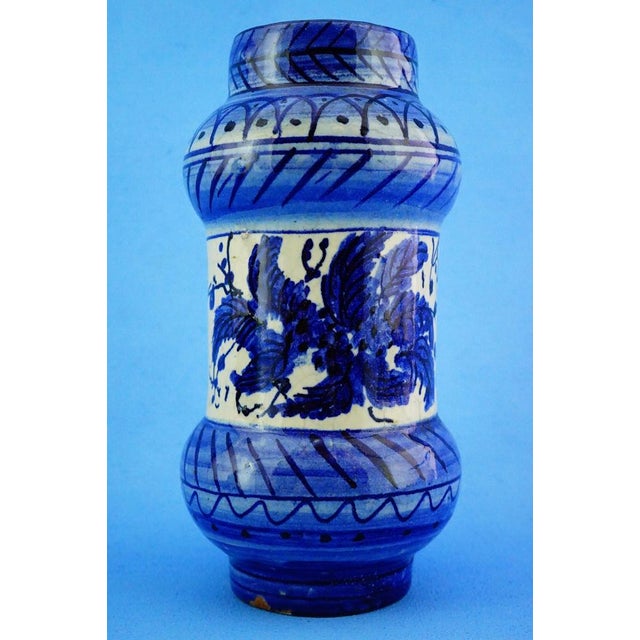 Ceramic 17th Century Albarello Pharmacy Jar in Ligurian Ceramic, Italy For Sale - Image 7 of 18