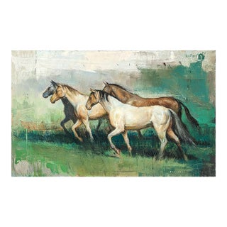 Matthew Paoletti "Four Horses" Contemporary Naturalistic Equestrian Animal Painting of Horses, 2022 For Sale