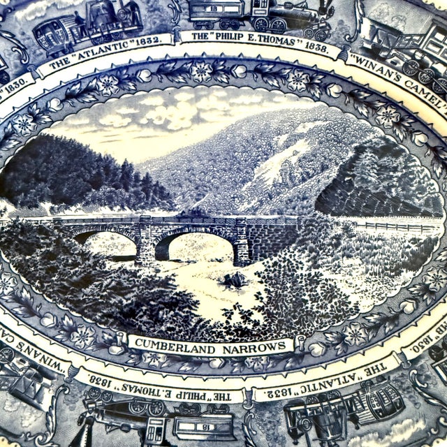 Made by Scammell's Lamberton China commemorating 100 years of the B & O Railroad. This blue and white transfer ware 11.5"...