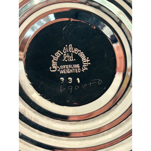 1960’s-1970’s Vintage Garden Silversmiths Sterling Silver Etched Glass Hurricane Candleholders - A Pair For Sale - Image 11 of 11