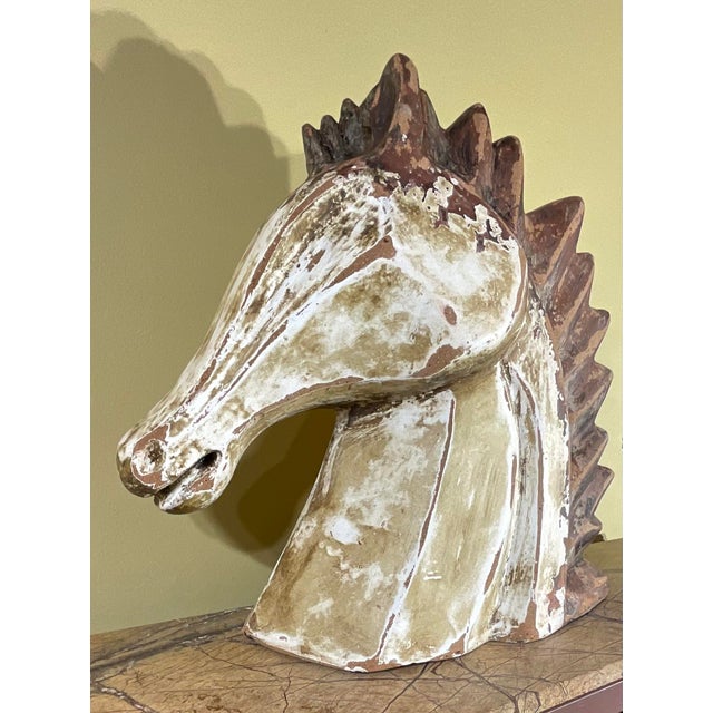 Mid -20th Century Terracotta Horse Head 19” W X 19”w X 8”d For Sale - Image 14 of 18