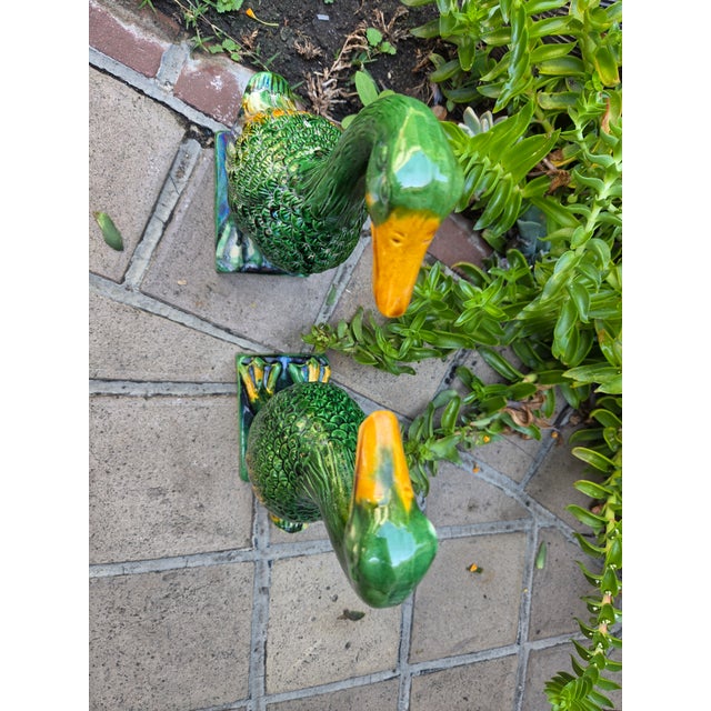 Farmhouse Vintage Majolica Ducks, Pair For Sale - Image 3 of 5