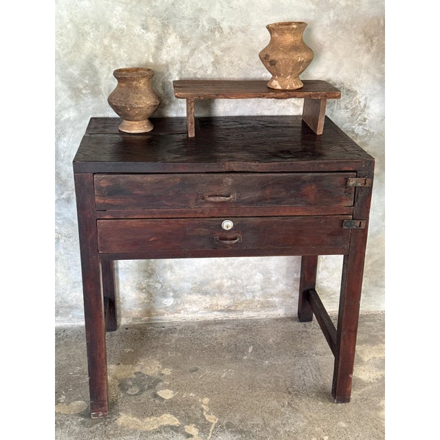 Vintage Indonesian Teak Workshop Cabinet with Two Drawers, 1930s For Sale - Image 18 of 18