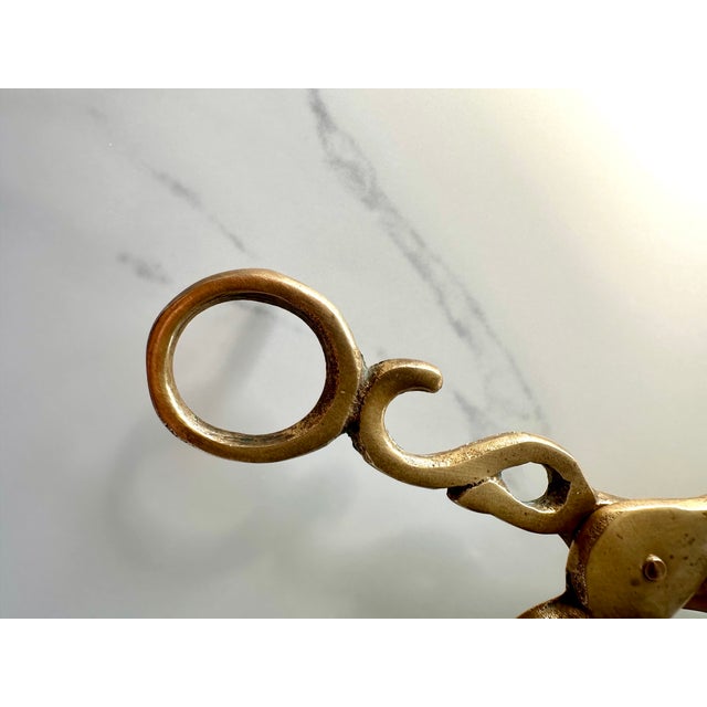 Late 20th Century Vintage Ornate Brass Candle Wick Trimmer & Snuffer Scissors For Sale - Image 5 of 17