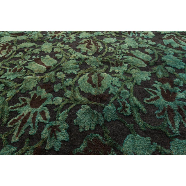 Modern Contemporary Floral European Inspired Tibetan Rug by Doris Leslie Blau For Sale - Image 3 of 4