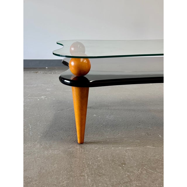 Late 20th Century Late 20th Century Postmodern Wavy Glass and Lacquer Coffee Table For Sale - Image 5 of 15