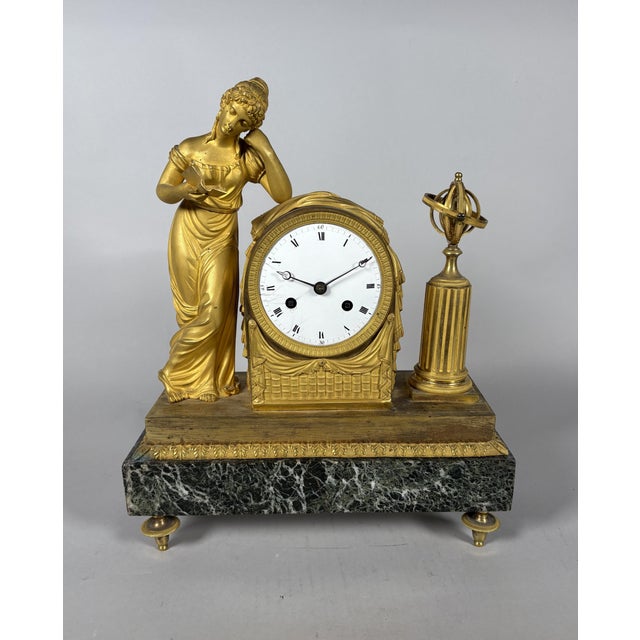 Metal 19th Century Empire Allegory of Knowledge Clock, 1800 For Sale - Image 7 of 7