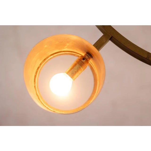 Italian Circular Chandelier in Matte Golden Brass For Sale - Image 6 of 7