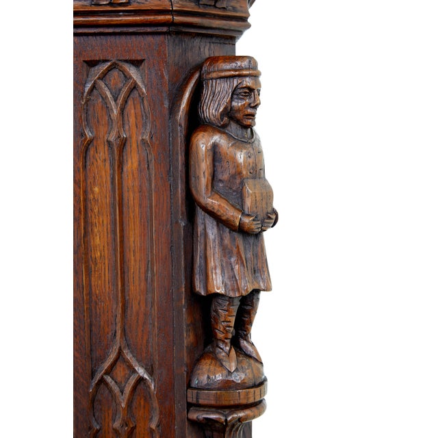 Renaissance Revival Carved Oak Cupboard, 1900s For Sale - Image 9 of 10