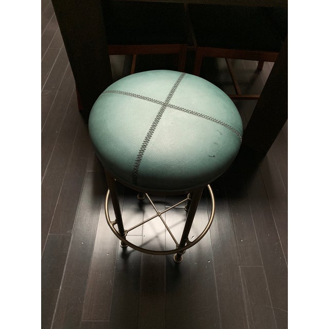 Rustic Green Leather Counter Stool Chairish
