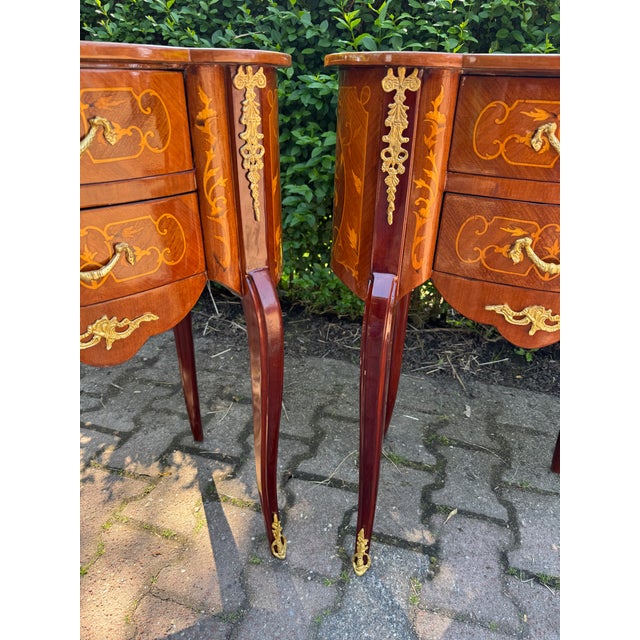 1980 French Louis XVI Mahogany Bronze Commodes - Pair For Sale - Image 14 of 15