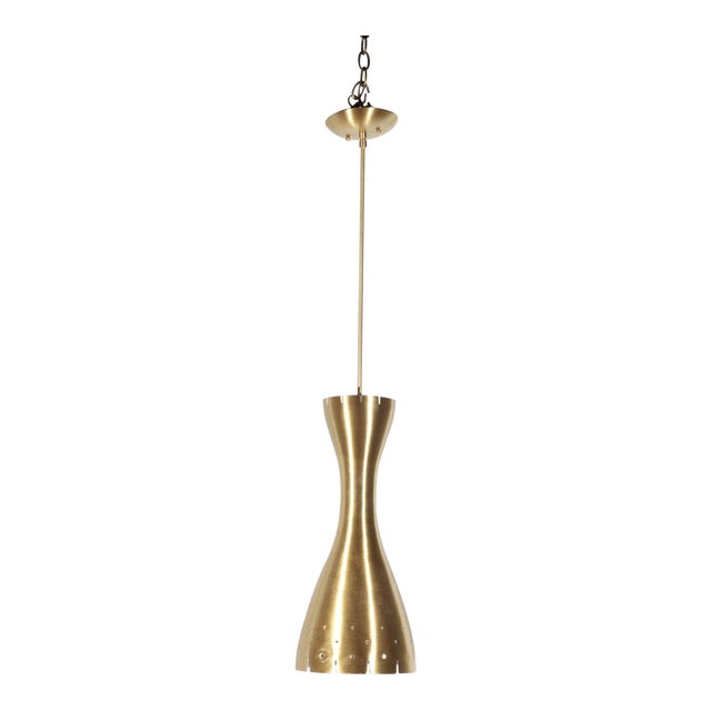 1950s Spun Satin Brass Aluminum Pendant For Sale