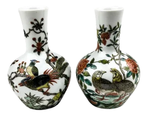 Chinese Antique Porcelain Bud Vases - a Pair