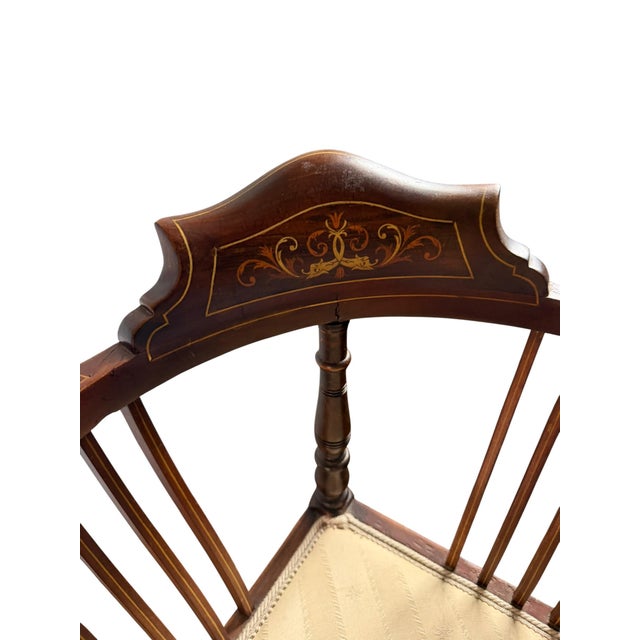 Wood Antique Edwardian Mahogany Corner Chair, 1800s For Sale - Image 7 of 11