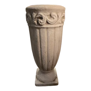 Large Heavy Pottery Vase With Weathered Finish.