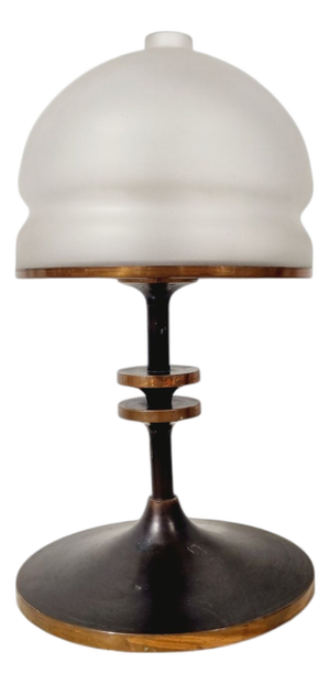 Vintage Swedish Grace Mushroom Table Lamp with Copper Base and Opal Glass Shade, 1960s