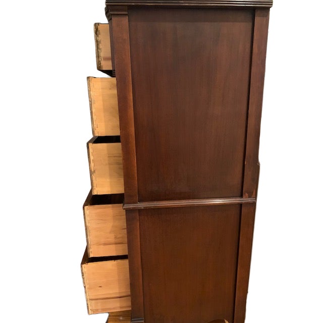 Auburn 1920s Huntley 5 Drawer Tall Boy Dresser Mahogany For Sale - Image 8 of 15