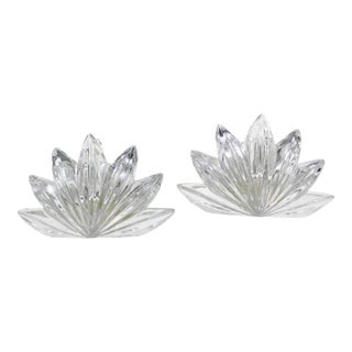 Art Deco Crystal Candleholders Flower Shape a Pair For Sale