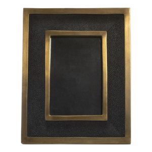 Picture Frame 5x7” in Black Shagreen With Brass Details by Kifu Paris