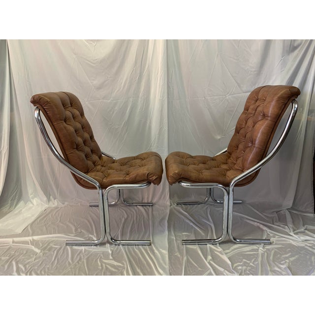 Set of 4 Vintage Mod Daystrom Chrome & Faux Leather Quilted Dining Chairs, Dated 1977 For Sale - Image 9 of 12