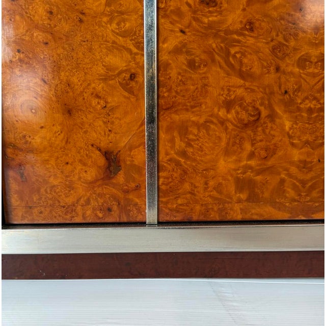 Vintage Brass and Burl Sideboard with Drawers, 1970 For Sale - Image 12 of 14